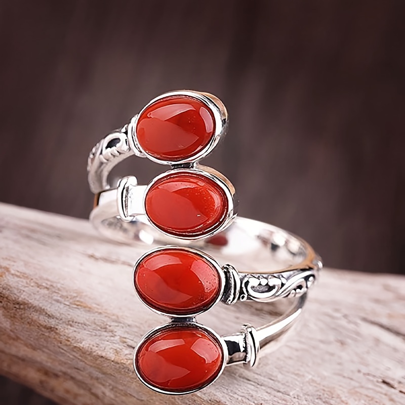 Vintage Red Turquoise Ring Exaggerated Adjustable Opening
